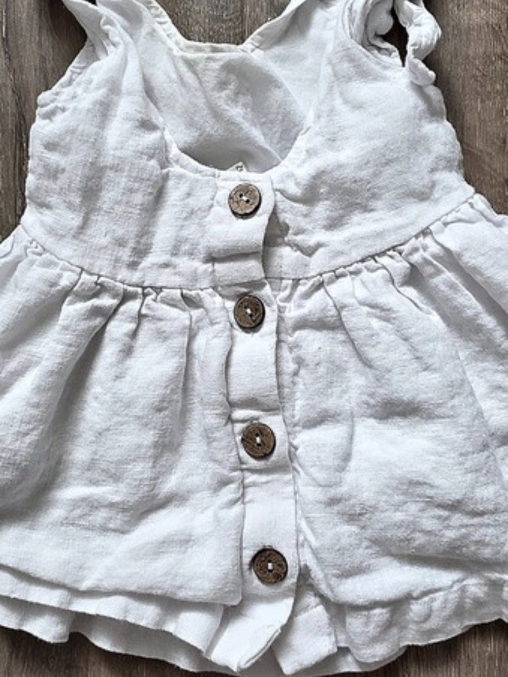 Oat Children Linen Flutter Sleeve Dress White Baby 6/12